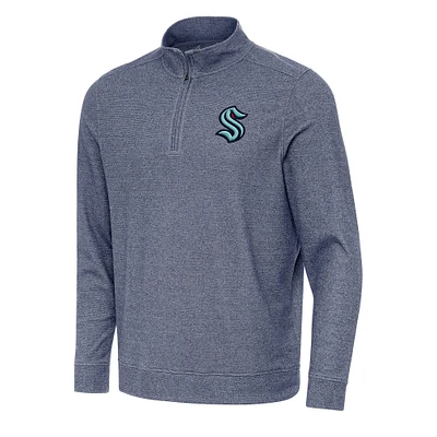 Men's Antigua Heather Navy Seattle Kraken Subtle Quarter-Zip Sweatshirt