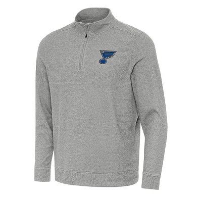 Men's Antigua Heather Gray St. Louis Blues Subtle Quarter-Zip Sweatshirt