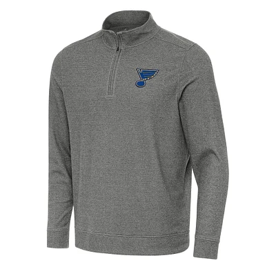 Men's Antigua Heather Black St. Louis Blues Subtle Quarter-Zip Sweatshirt