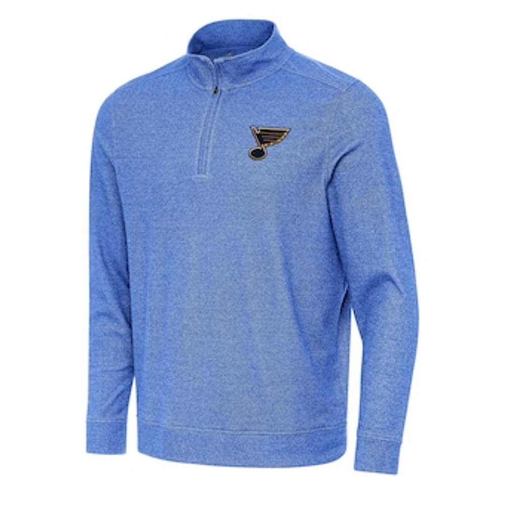 Men's Antigua Heather Royal St. Louis Blues Subtle Quarter-Zip Sweatshirt