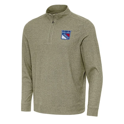 Men's Antigua Olive New York Rangers Subtle Quarter-Zip Sweatshirt