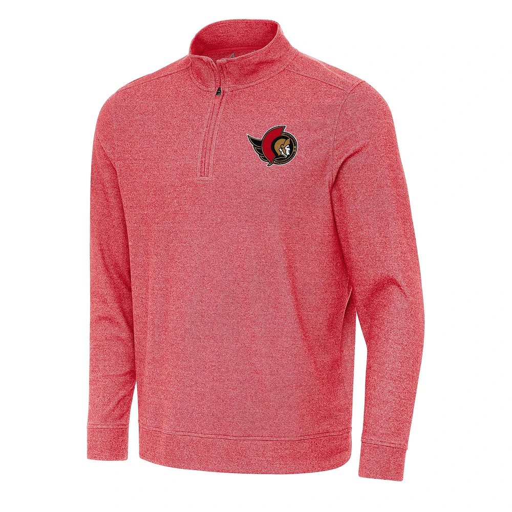 Men's Antigua Heather Red Ottawa Senators Subtle Quarter-Zip Sweatshirt
