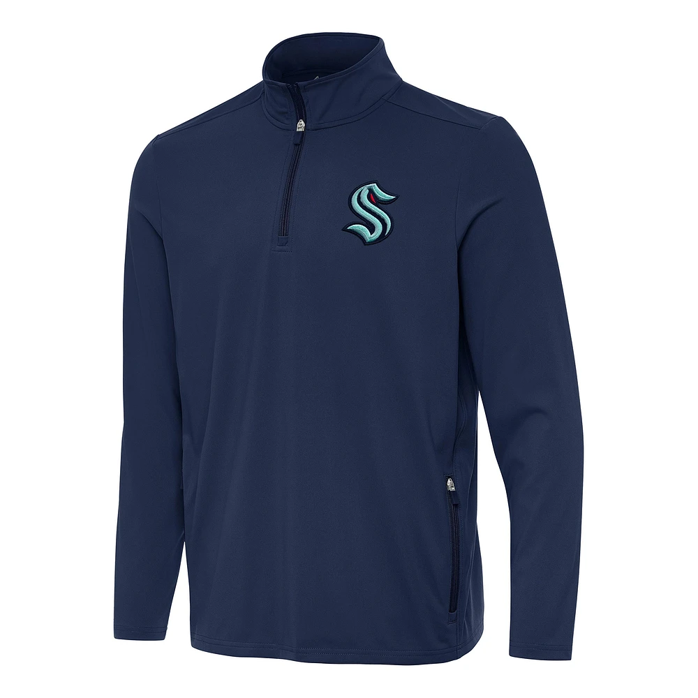 Men's Antigua Navy Seattle Kraken Perilous Quarter-Zip Sweatshirt