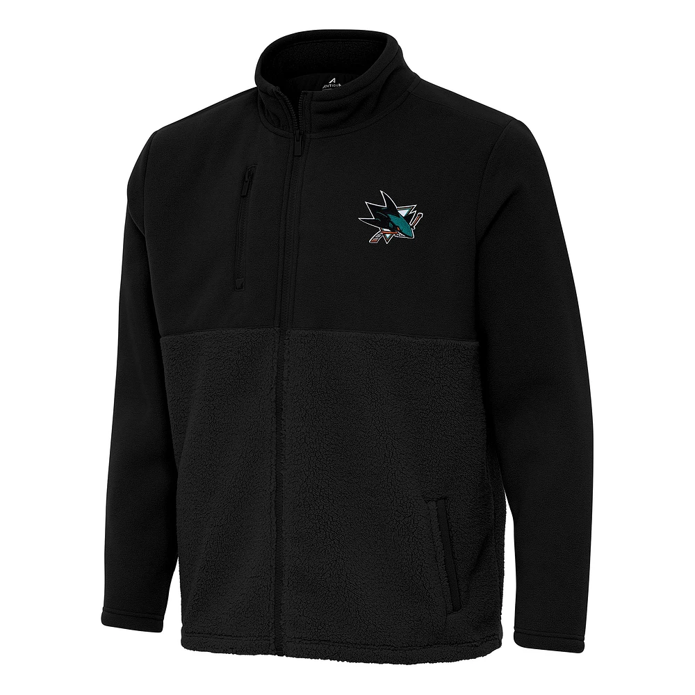 Men's Antigua Black San Jose Sharks Daily Fused Full-Zip Jacket