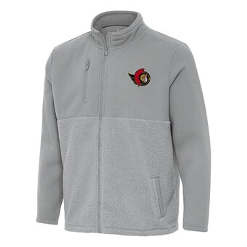 Men's Antigua Gray Ottawa Senators Daily Fused Full-Zip Jacket