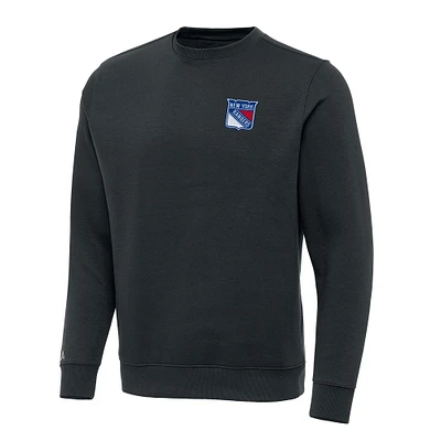 Men's Antigua Charcoal New York Rangers Victory Crewneck Pullover Sweatshirt