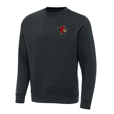 Men's Antigua Charcoal Ottawa Senators Victory Crewneck Pullover Sweatshirt