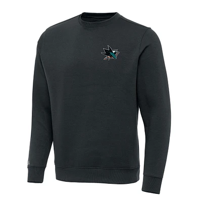 Men's Antigua Charcoal San Jose Sharks Victory Crewneck Pullover Sweatshirt