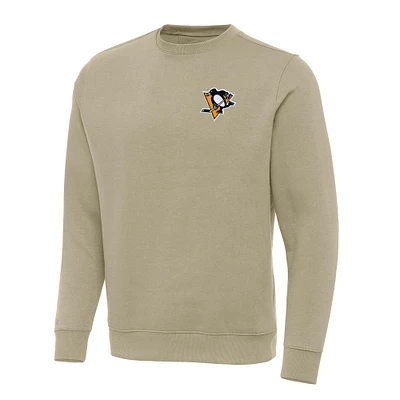 Men's Antigua Khaki Pittsburgh Penguins Victory Crewneck Pullover Sweatshirt