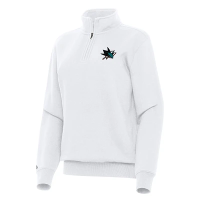 Women's Antigua White San Jose Sharks Victory Quarter-Zip Sweatshirt