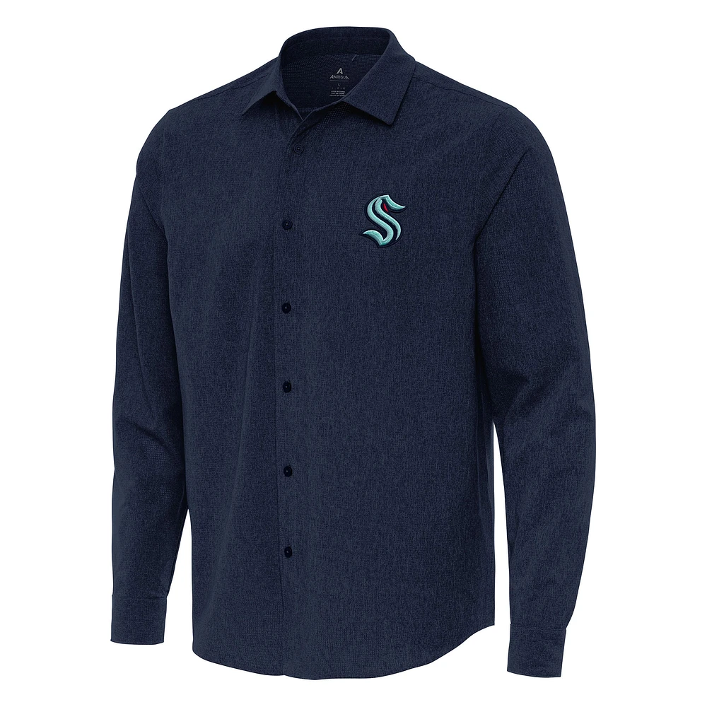 Men's Antigua Navy Seattle Kraken Exposure Woven Long Sleeve Button-Up Shirt