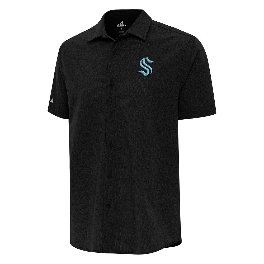 Men's Antigua Seattle Kraken Activate Woven Short Sleeve Button-Up Shirt