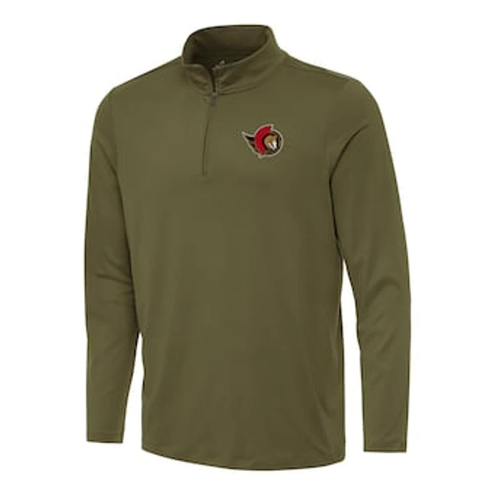 Men's Antigua Olive Ottawa Senators Reprocess Quarter-Zip Top