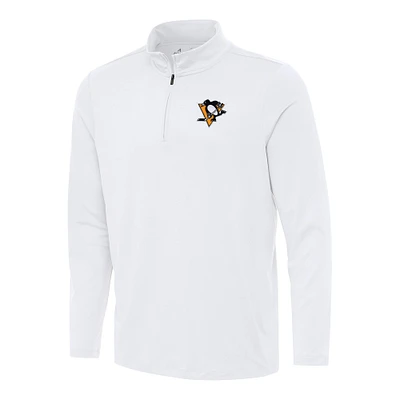 Men's Antigua White Pittsburgh Penguins Reprocess Quarter-Zip Top
