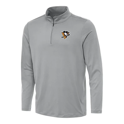 Men's Antigua Gray Pittsburgh Penguins Reprocess Quarter-Zip Top