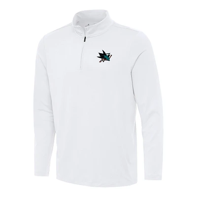Men's Antigua White San Jose Sharks Reprocess Quarter-Zip Top
