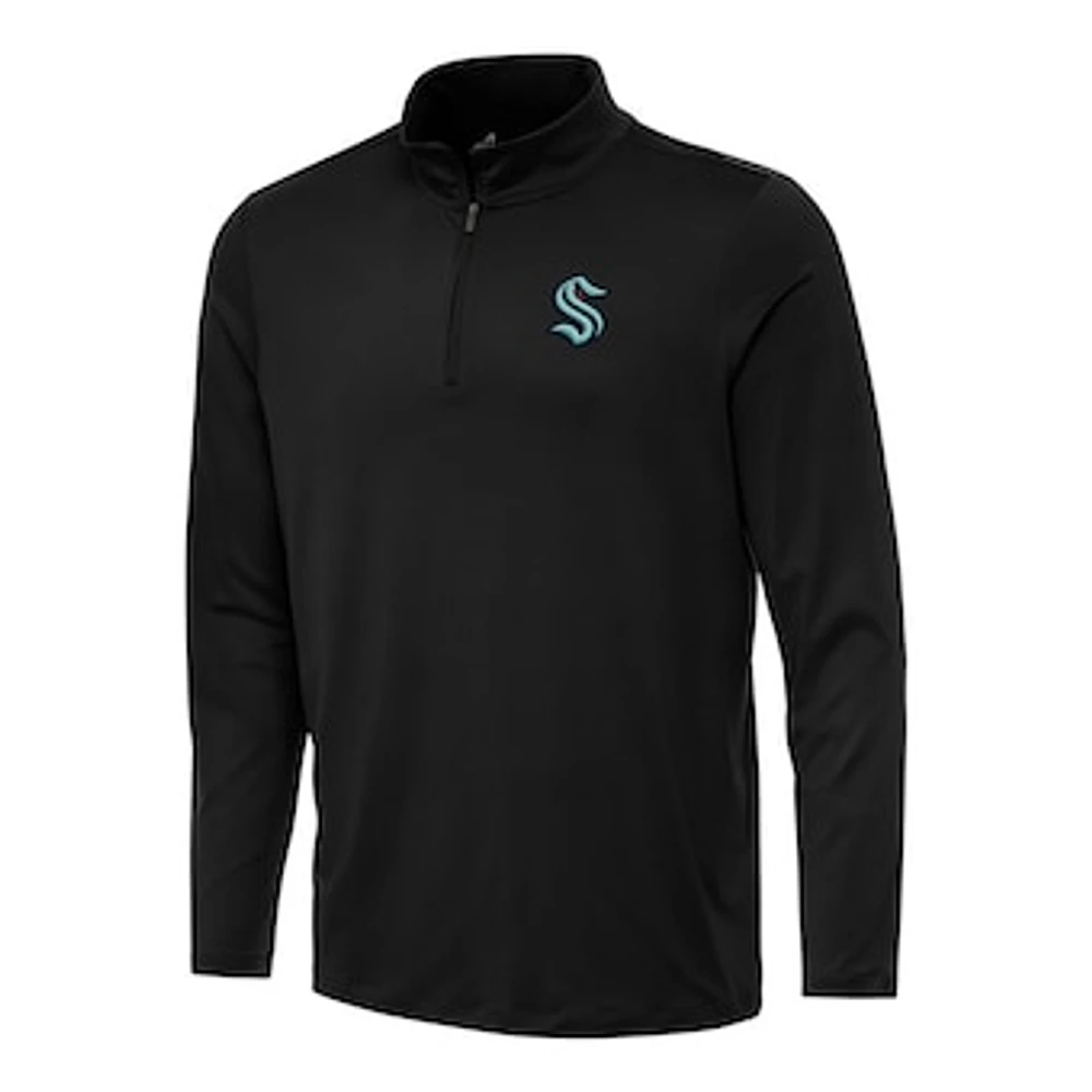 Men's Antigua Black Seattle Kraken Reprocess Quarter-Zip Top