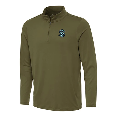 Men's Antigua Olive Seattle Kraken Reprocess Quarter-Zip Top