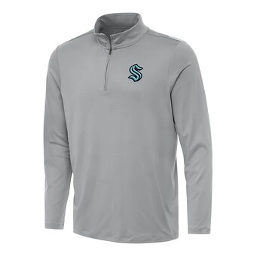 Men's Antigua Gray Seattle Kraken Reprocess Quarter-Zip Top