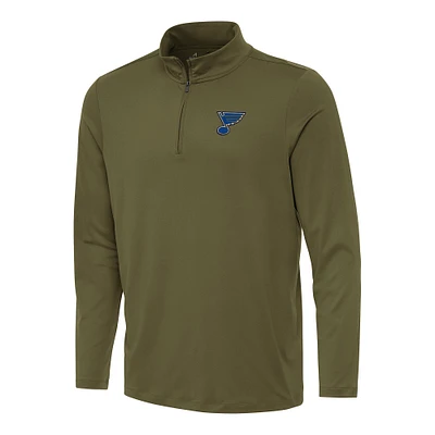 Men's Antigua Olive St. Louis Blues Reprocess Quarter-Zip Top