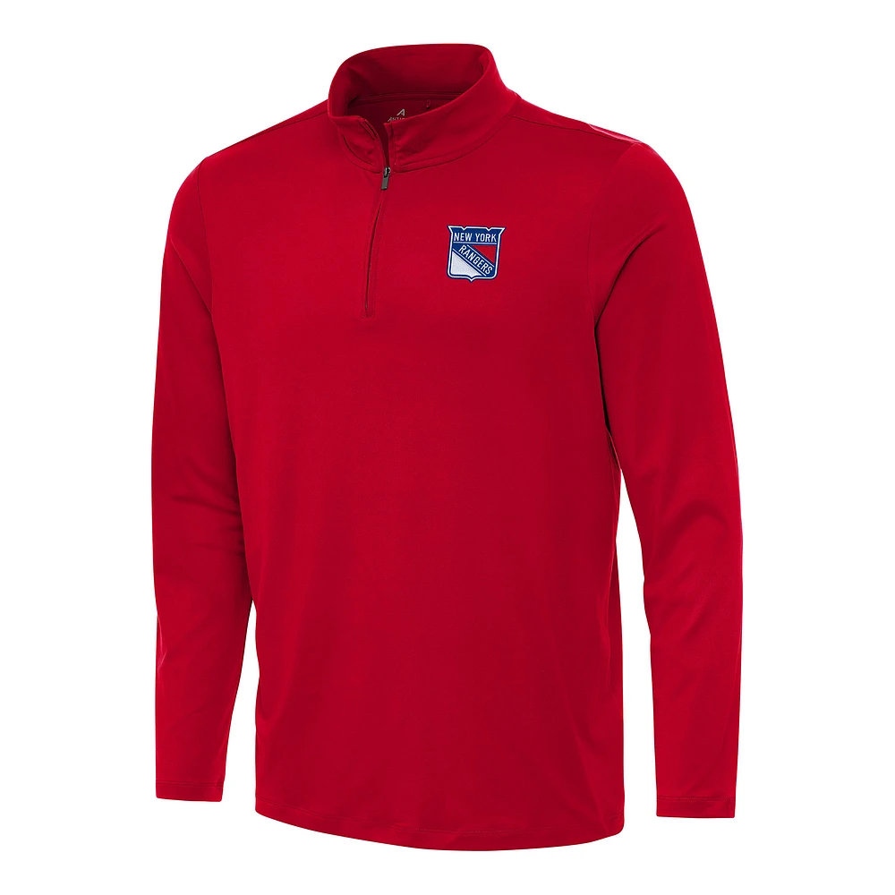 Men's Antigua Red New York Rangers Reprocess Quarter-Zip Top