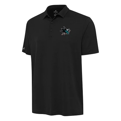 Men's Antigua Black San Jose Sharks Reprocess Polo