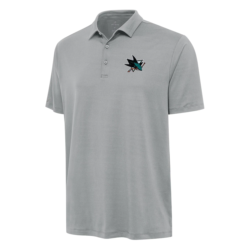 Men's Antigua Gray San Jose Sharks Reprocess Polo