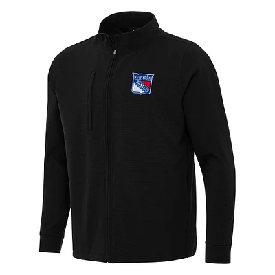 Men's Antigua Black New York Rangers Regard Full-Zip Jacket