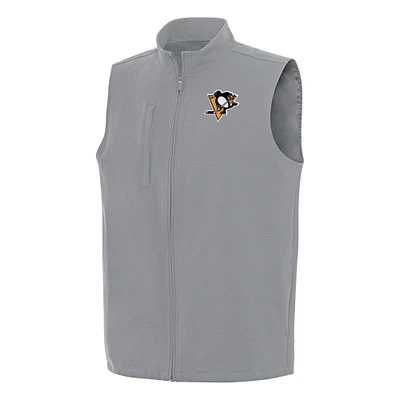Men's Antigua Gray Pittsburgh Penguins Regard Full-Zip Vest