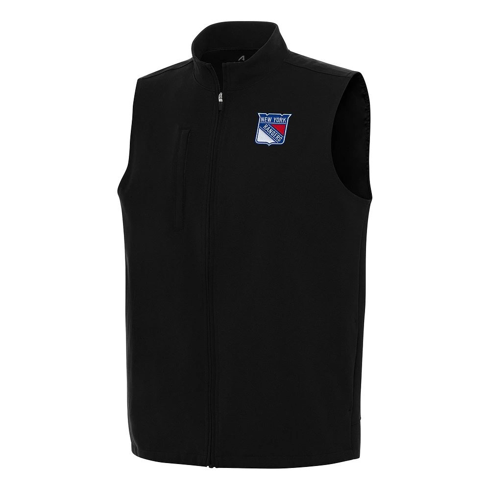 Men's Antigua Black New York Rangers Regard Full-Zip Vest