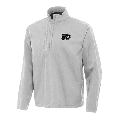 Men's Antigua Heather Gray Philadelphia Flyers Brisk Quarter-Zip Windbreaker