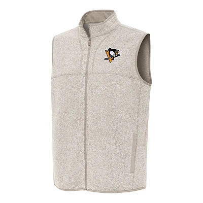 Men's Antigua Oatmeal Pittsburgh Penguins Fortune Full-Zip Vest