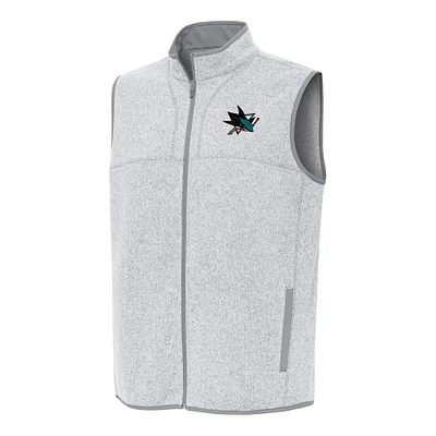 Men's Antigua Heather Gray San Jose Sharks Fortune Full-Zip Vest