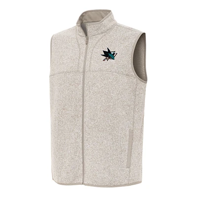 Men's Antigua Oatmeal San Jose Sharks Fortune Full-Zip Vest