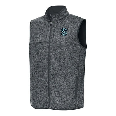Men's Antigua Heather Gray Seattle Kraken Fortune Full-Zip Vest