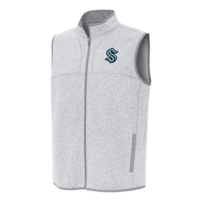 Men's Antigua Heather Gray Seattle Kraken Fortune Full-Zip Vest