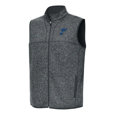 Men's Antigua Heather Gray St. Louis Blues Fortune Full-Zip Vest