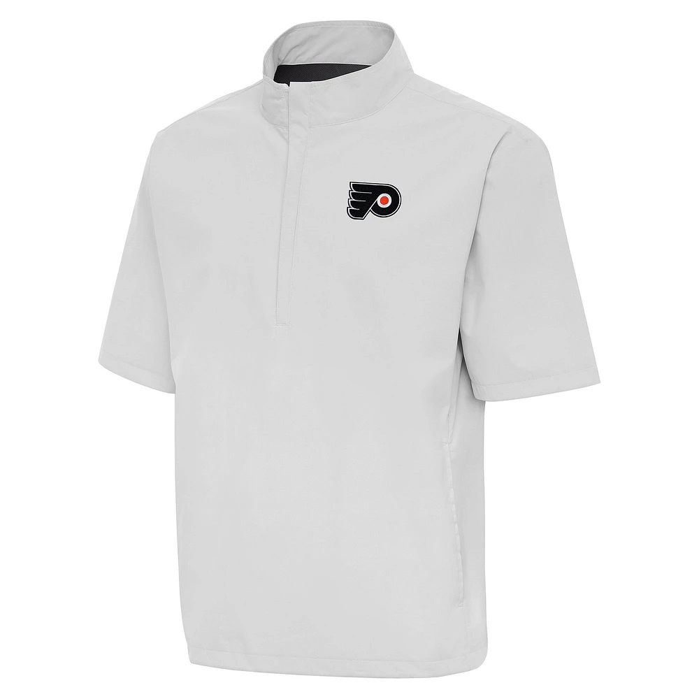 Men's Antigua Heather Gray Philadelphia Flyers Brisk Quarter-Zip Windbreaker