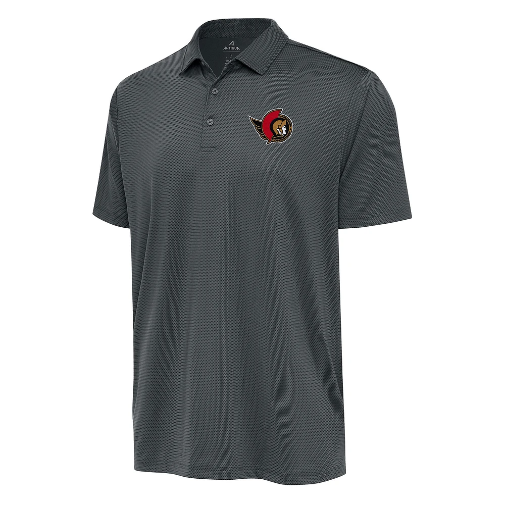 Men's Antigua Charcoal Ottawa Senators Ellipse Polo