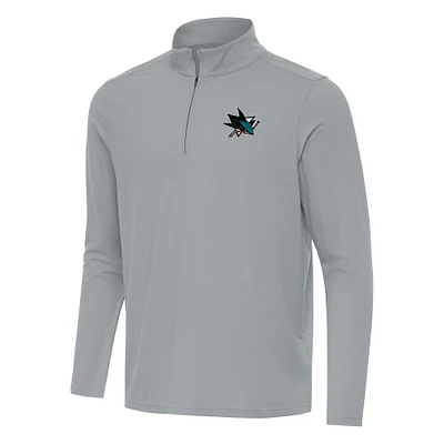 Men's Antigua Gray San Jose Sharks Intent Quarter-Zip Top