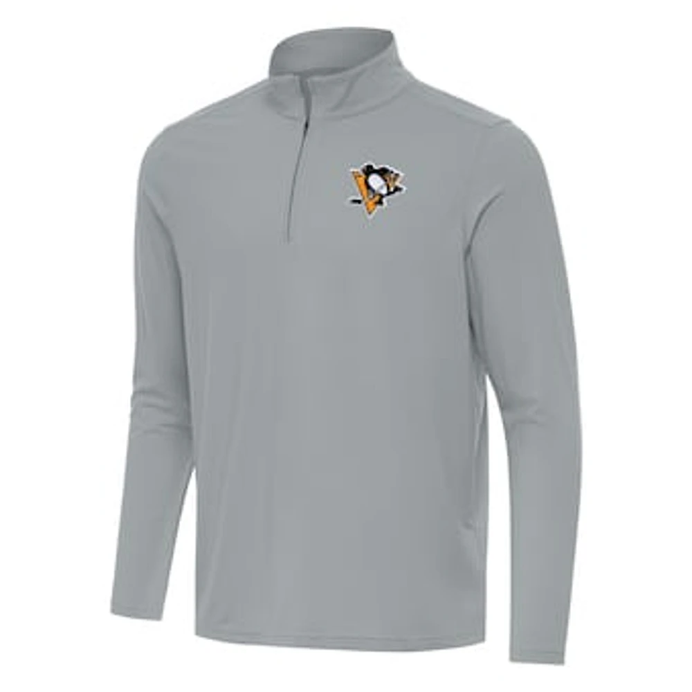 Men's Antigua Gray Pittsburgh Penguins Intent Quarter-Zip Top