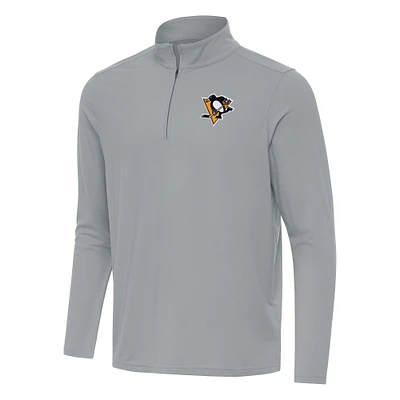 Men's Antigua Gray Pittsburgh Penguins Intent Quarter-Zip Top