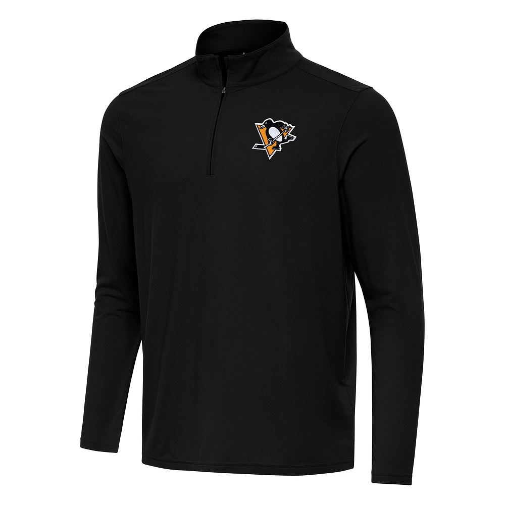 Men's Antigua Black Pittsburgh Penguins Intent Quarter-Zip Top