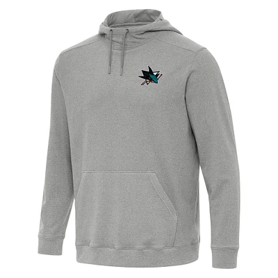 Men's Antigua Heather Gray San Jose Sharks Cloud Pullover Hoodie