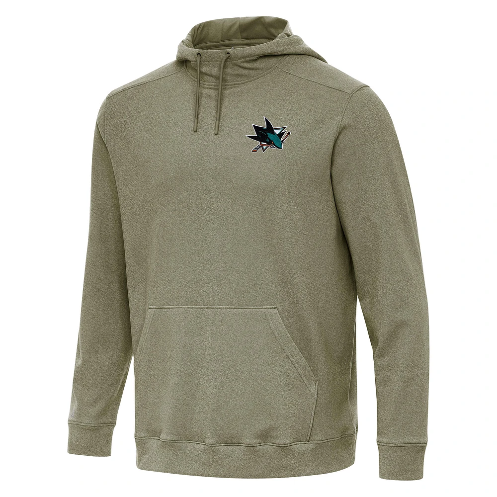 Men's Antigua Olive San Jose Sharks Cloud Pullover Hoodie