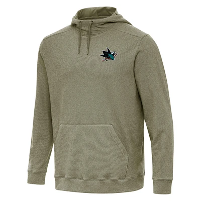 Men's Antigua Olive San Jose Sharks Cloud Pullover Hoodie