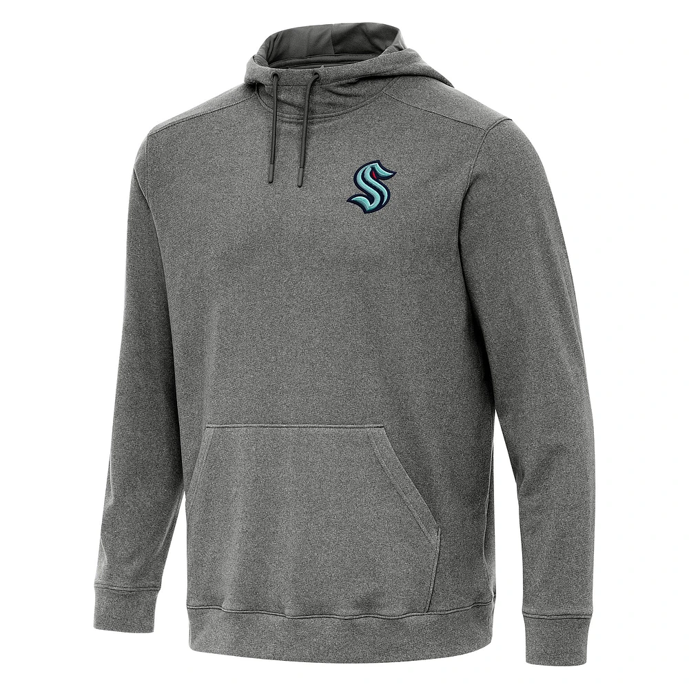 Men's Antigua Heather Black Seattle Kraken Cloud Pullover Hoodie