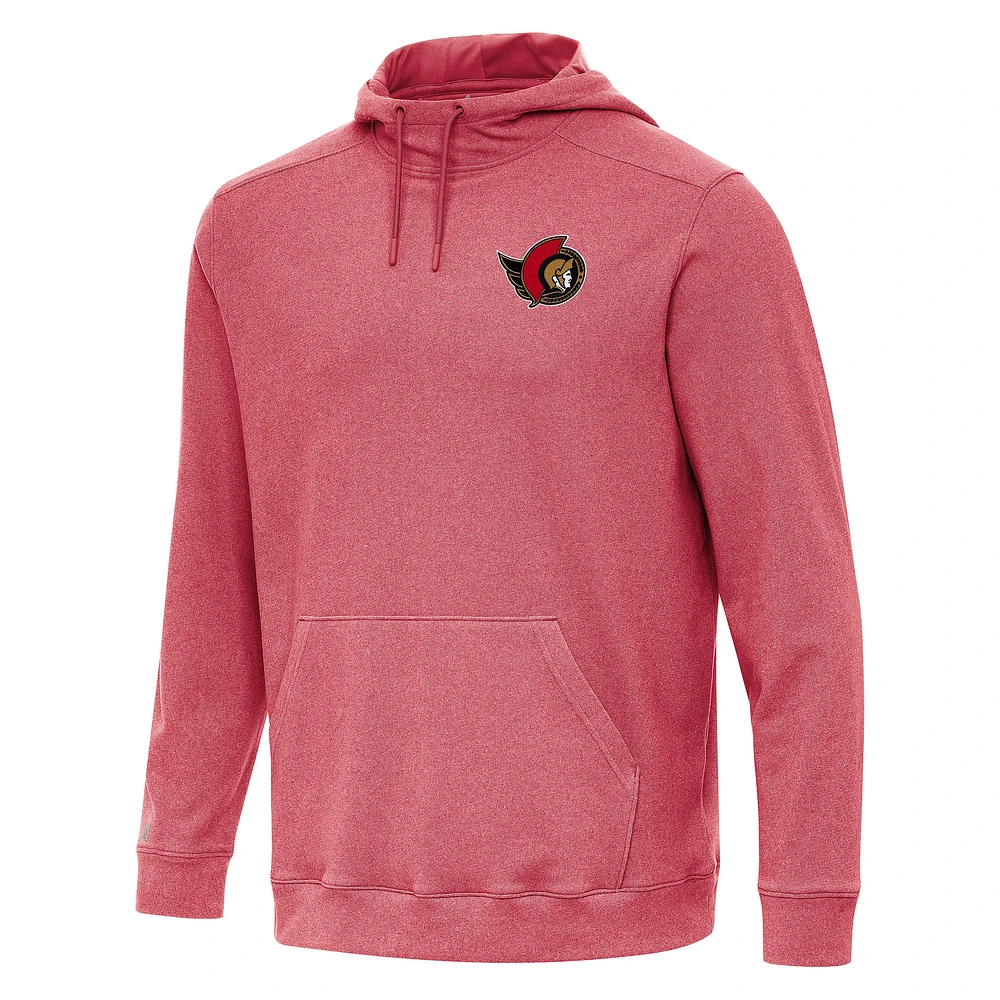 Men's Antigua Heather Red Ottawa Senators Cloud Pullover Hoodie