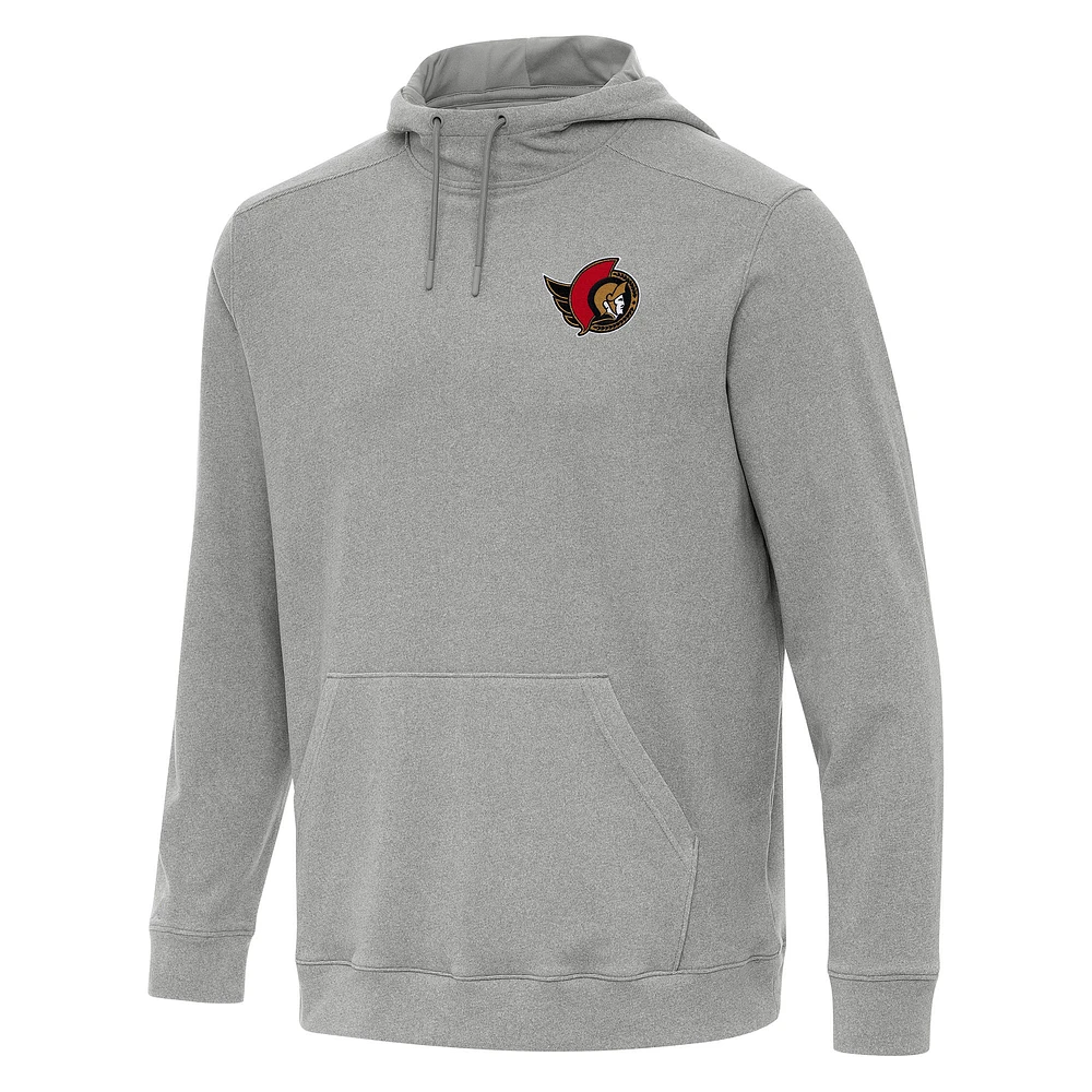 Men's Antigua Heather Gray Ottawa Senators Cloud Pullover Hoodie