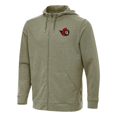 Men's Antigua Olive Ottawa Senators Effortless Full-Zip Hoodie Jacket